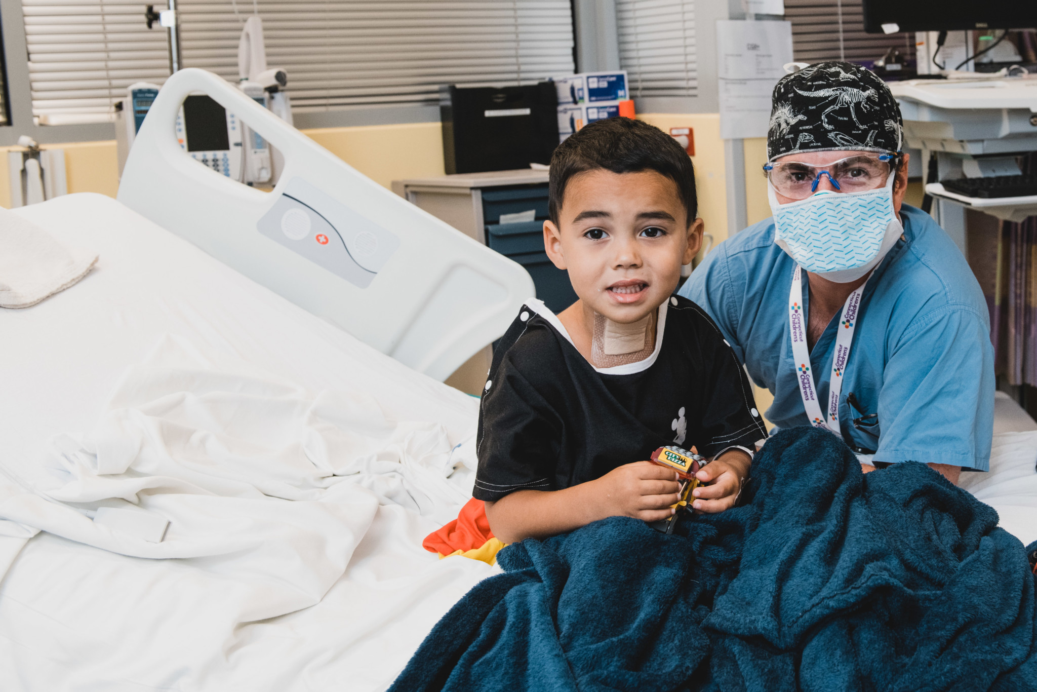 A young boy after surgery