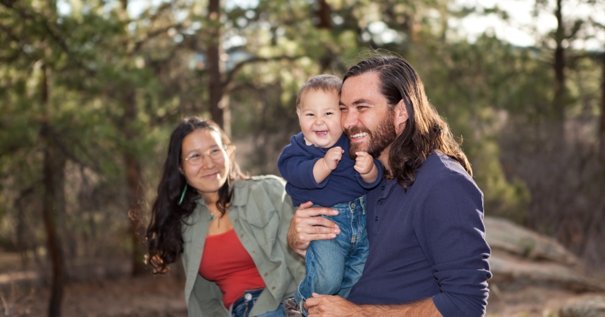 A family enjoying being outside