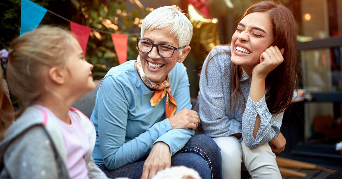 Young girl with her grandma and mom