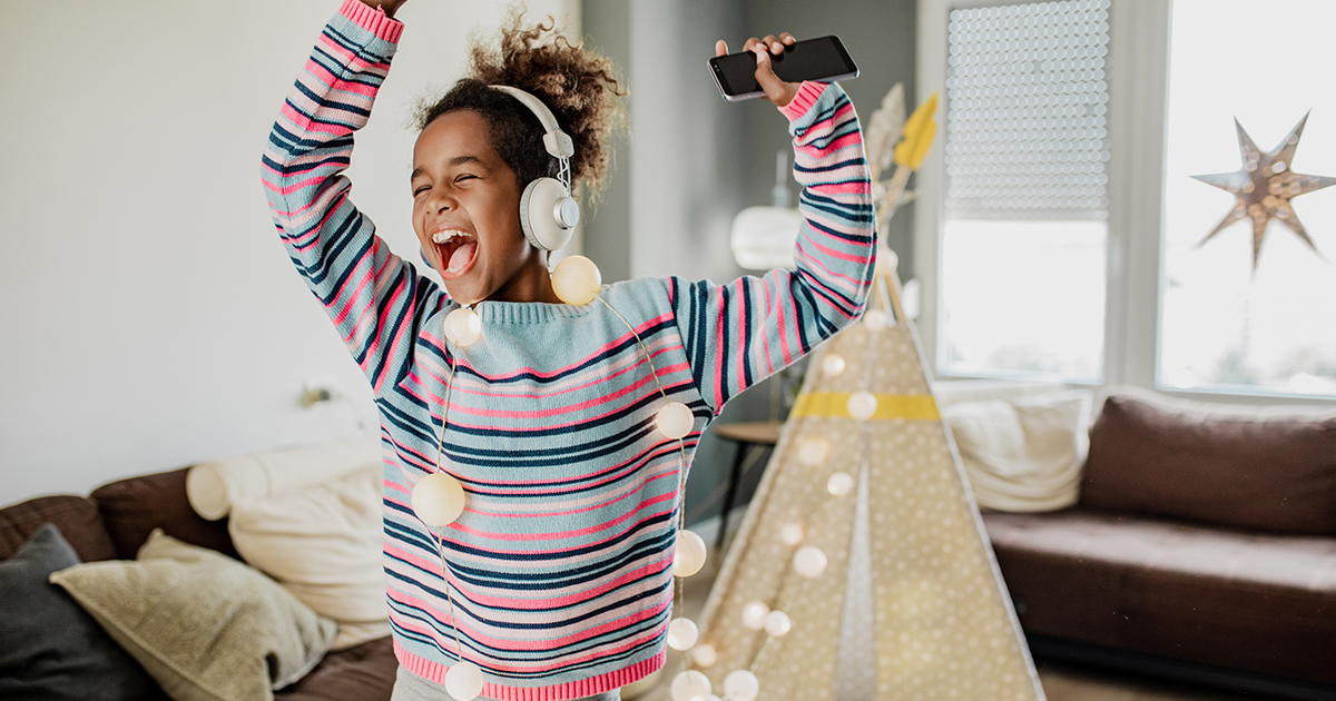 Girl dancing alone in her room