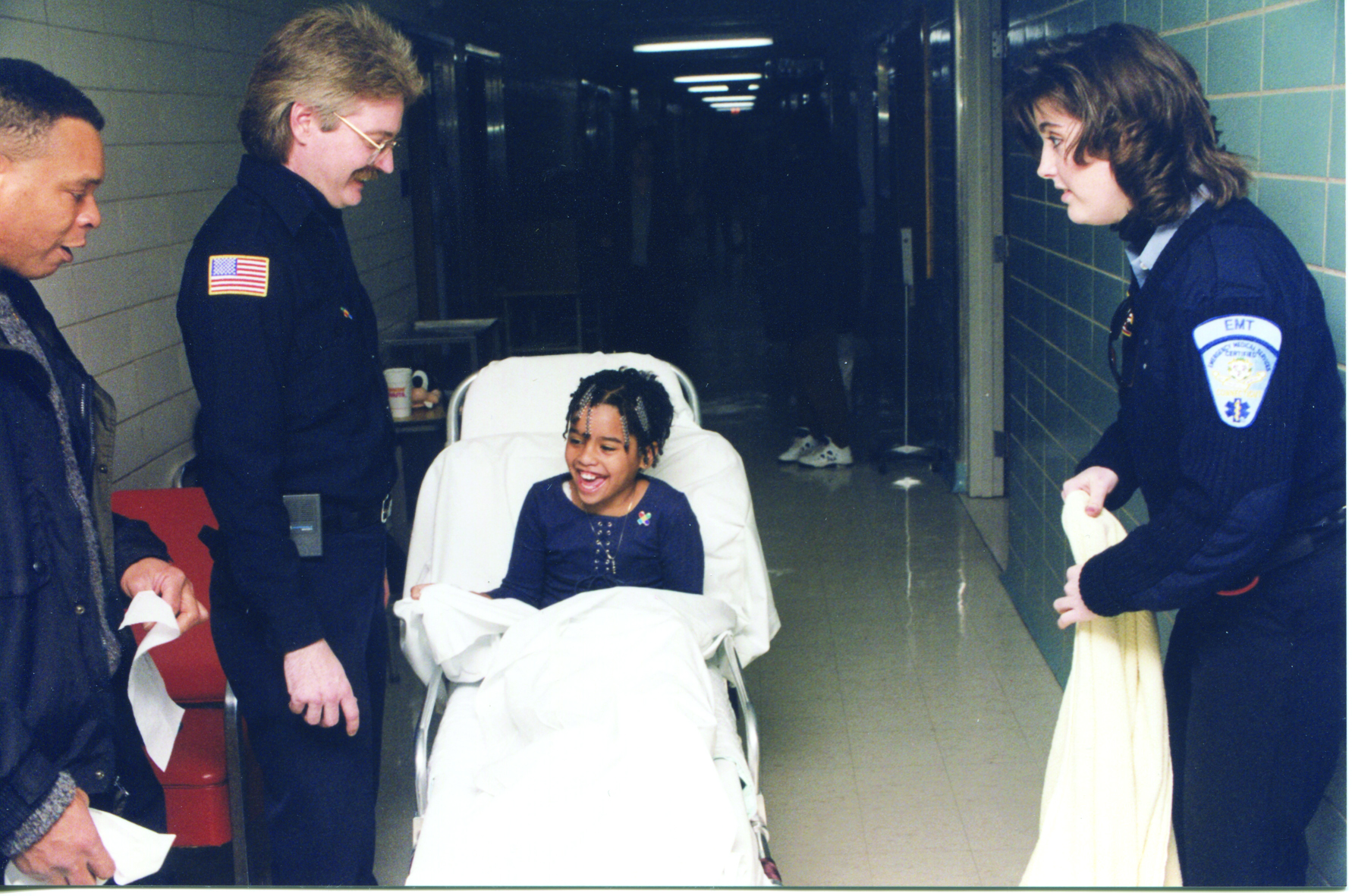 EMTs transport one of the first patients to Connecticut Children’s after we opened our doors on April 2, 1996