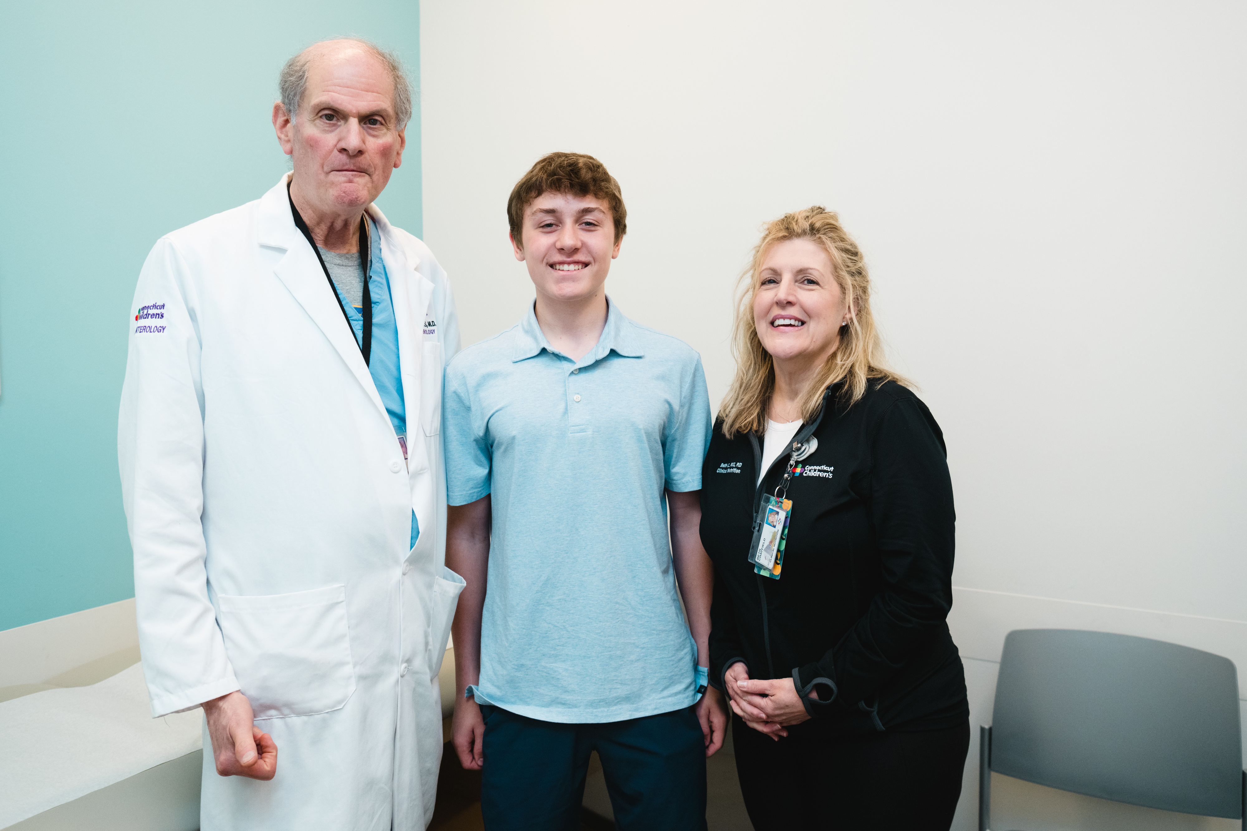 Jeffrey Hyams, MD, celiac disease patient, Beth Chatfield, nutritionist 