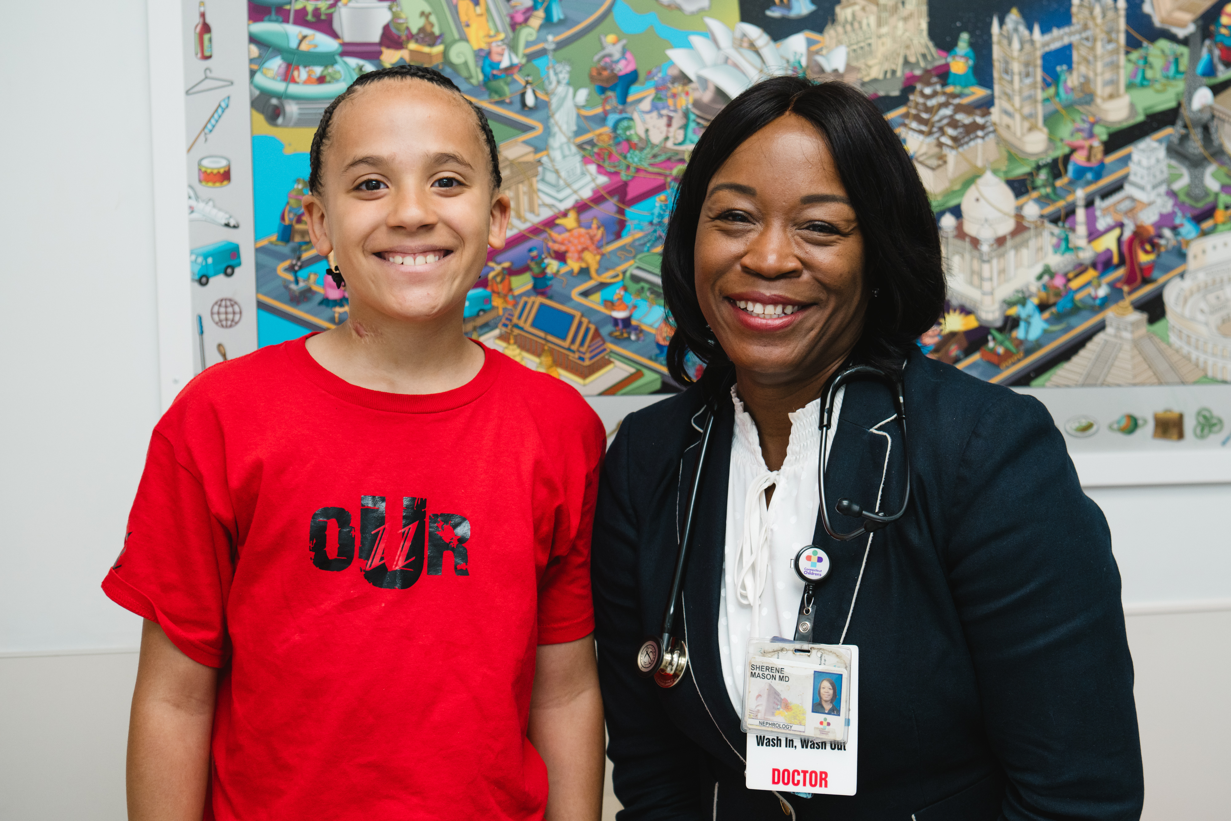 Dr. Mason, nephrology, with Cadence, Connecticut Children's patient