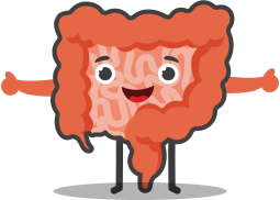 kid-friendly intestines illustration smiling