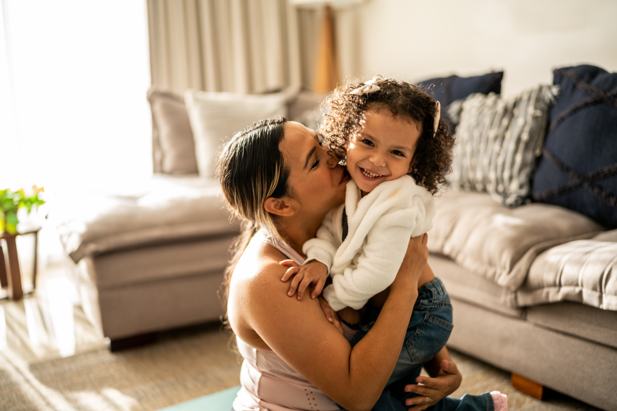 mom and child in home