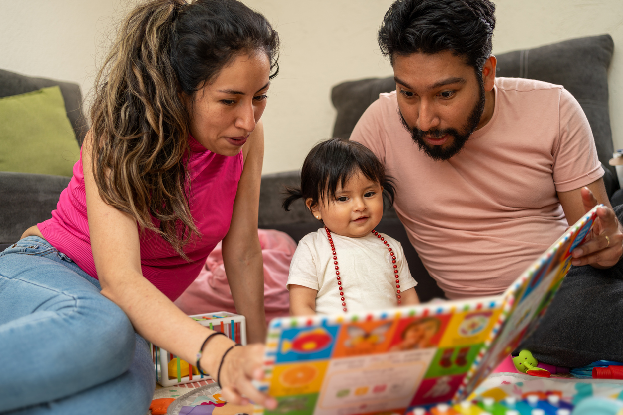Family reading together