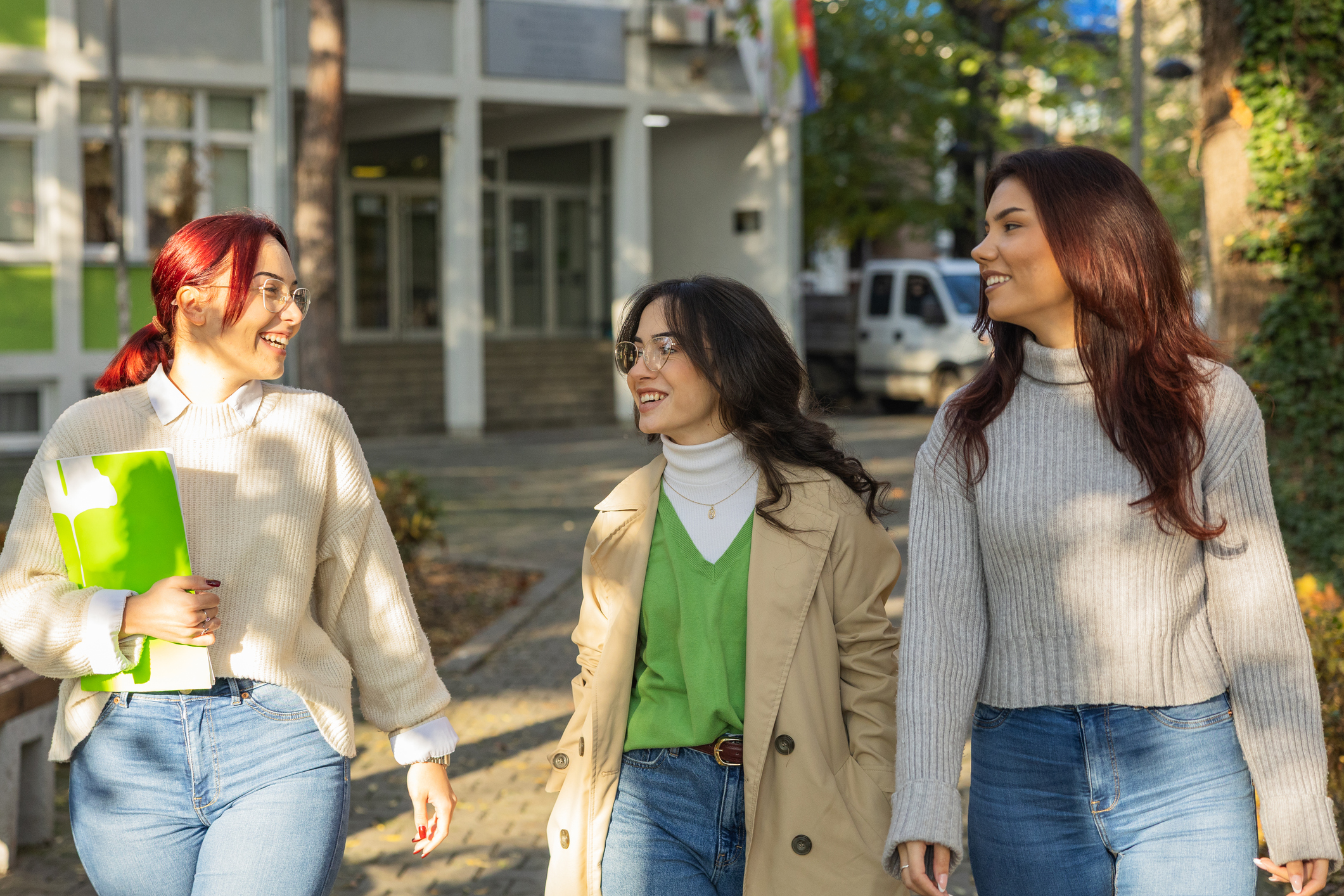 Young women on a college campus