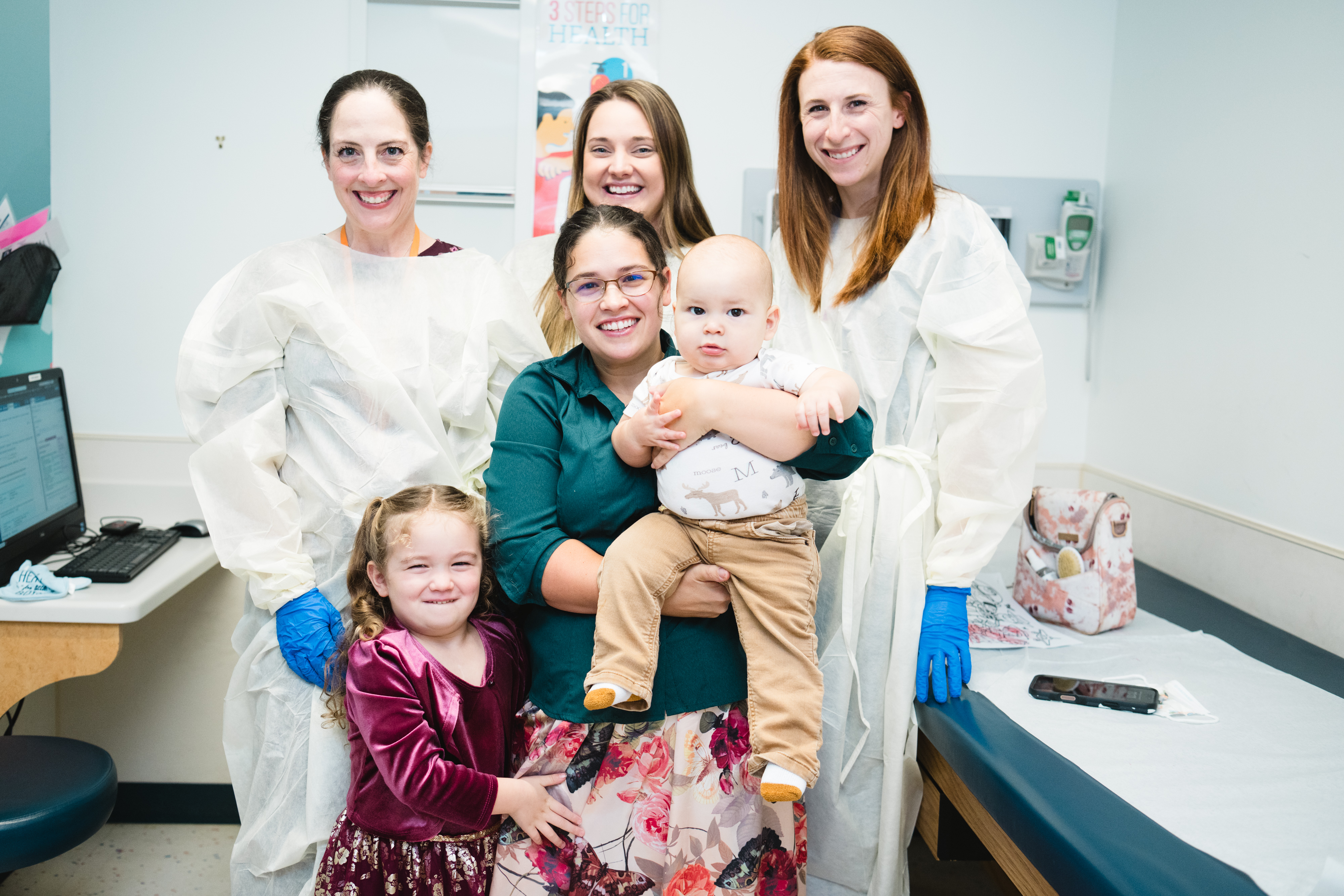 Dr. Collins examines a patient during a Primary Ciliary Dyskinesia clinic.