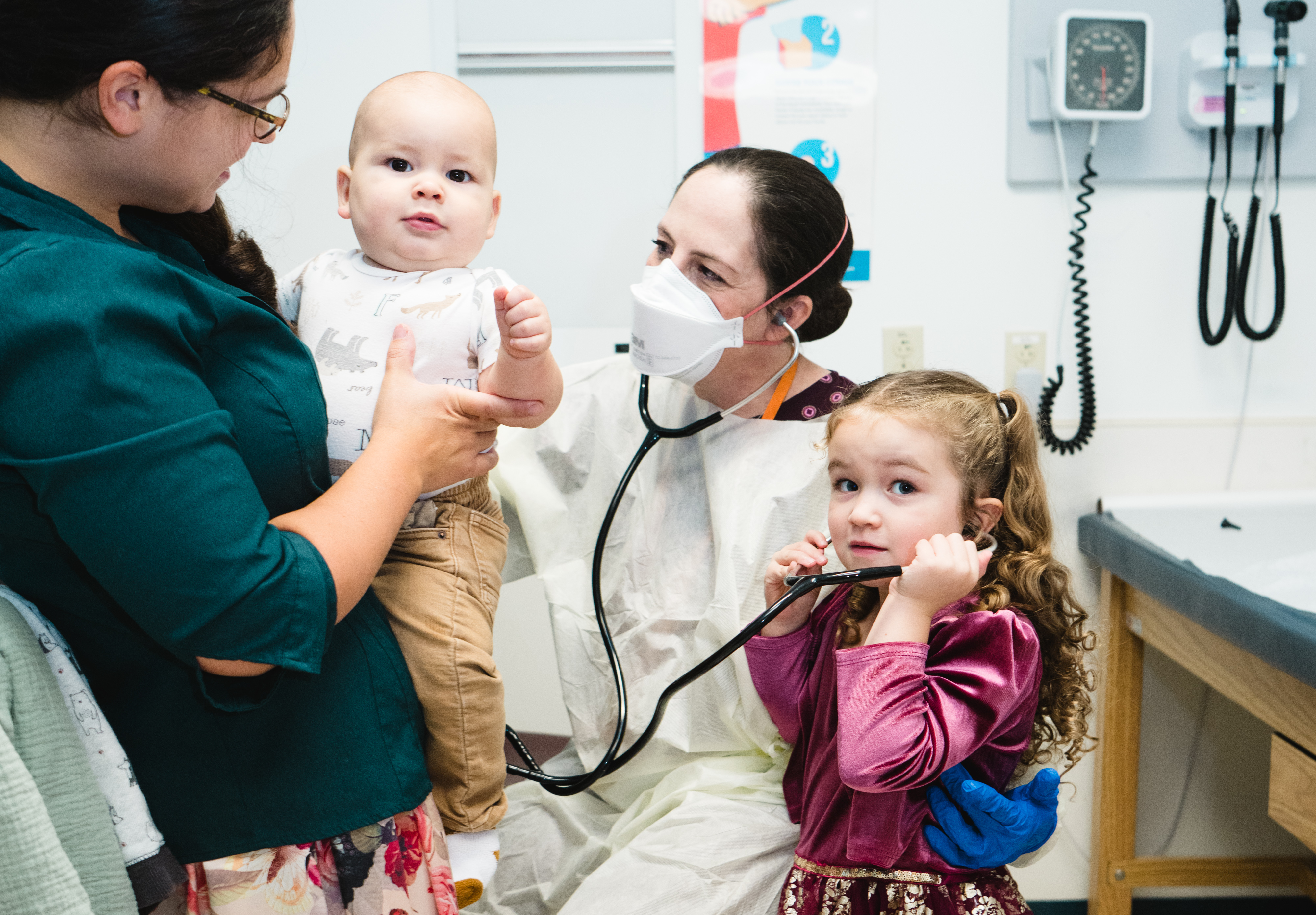 Dr. Collins examines a patient during a Primary Ciliary Dyskinesia clinic. Dr. Collins examines a patient during a Primary Ciliary Dyskinesia clinic.