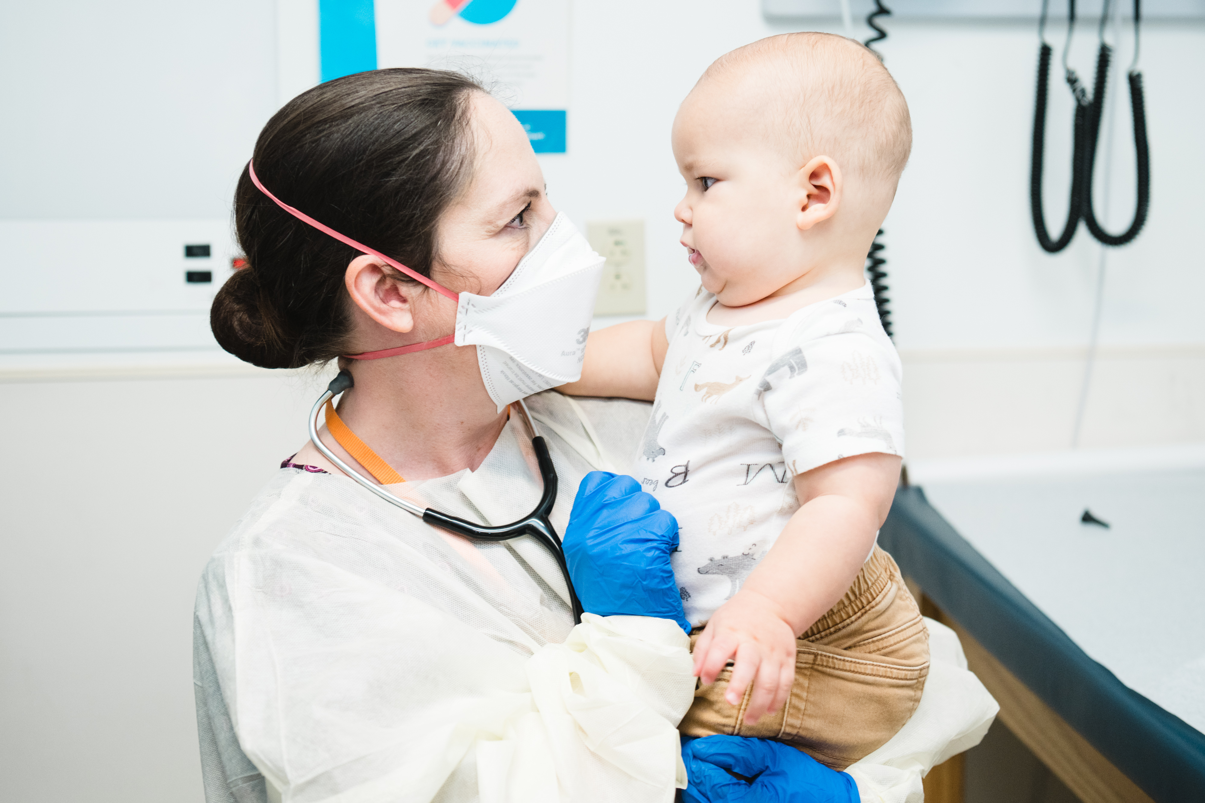 Dr. Collins examines a patient during a Primary Ciliary Dyskinesia clinic.