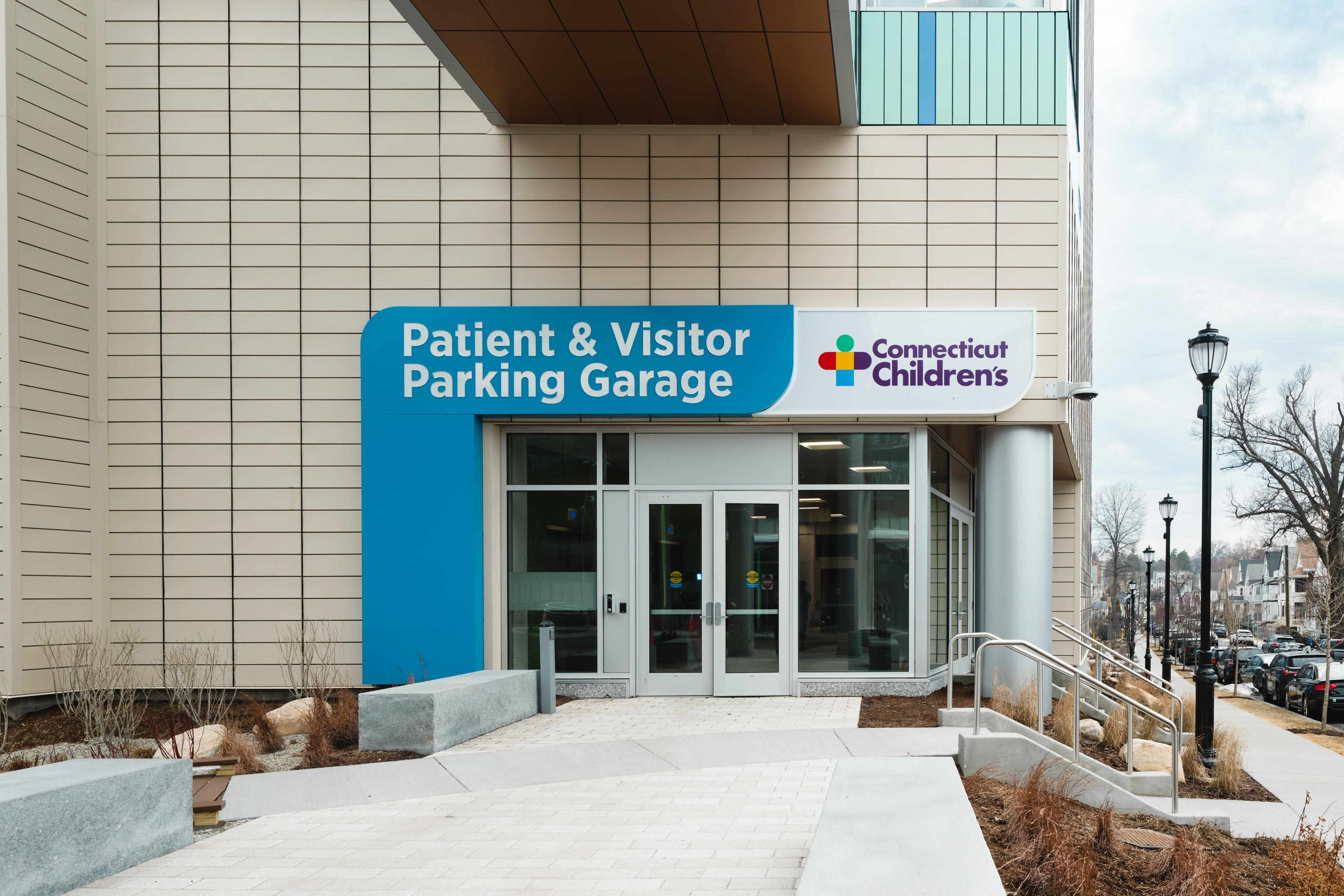 Tower parking garage exterior