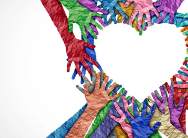 Paper hands make a heart
