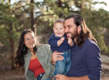 A family enjoying being outside