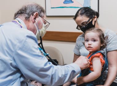 Toddler at her doctor's appointment