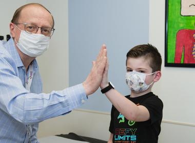 Jacob with Connecticut Children’s Dr. Acsadi.
