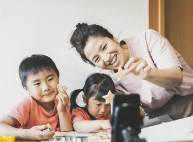 A family making cookies