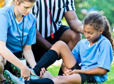 Injured young soccer player