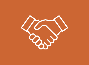Line illustration of shaking hands