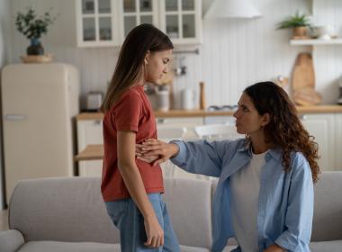 School-aged girl with stomach pain, mom concerned