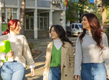 Young women on a college campus