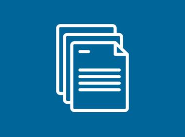 white icon of paper on a blue background