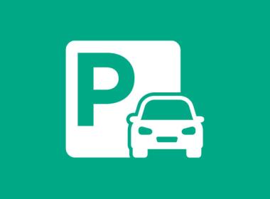 icon to look like parking with a giant P and a car in white on a green background