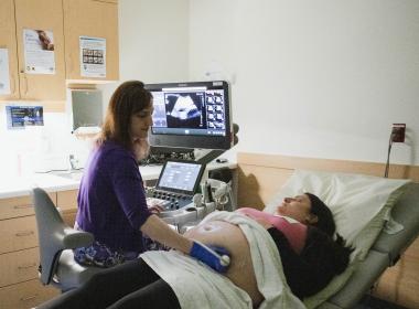 Provider treating patient in Fetal Cardiology department