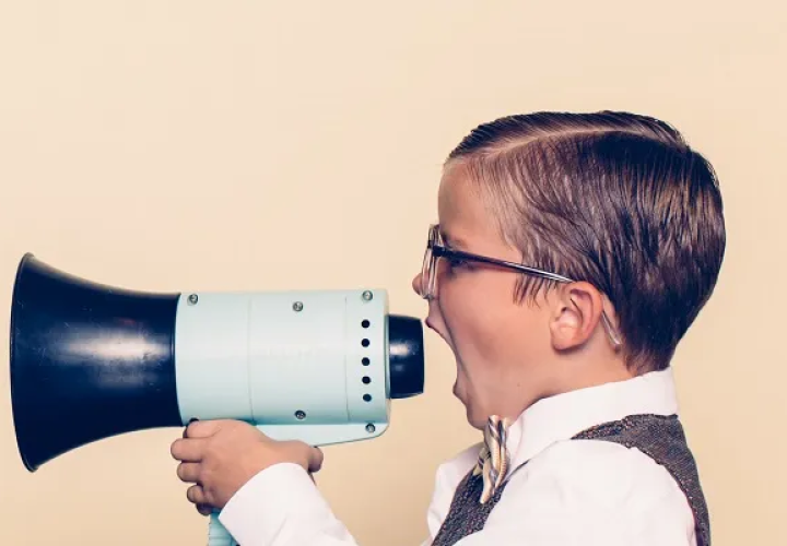 Boy with a megaphone