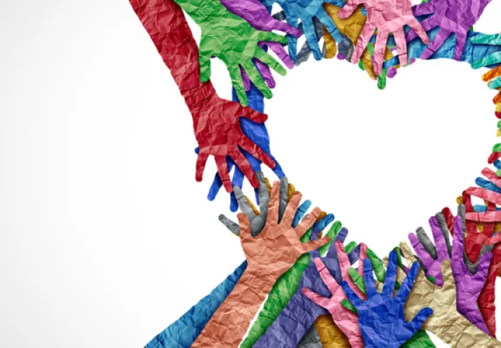 Paper hands make a heart