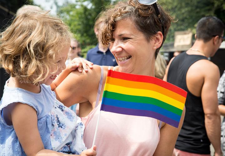 A mother and daughter celebrate pride
