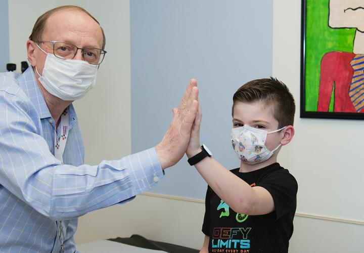 Jacob with Connecticut Children’s Dr. Acsadi.