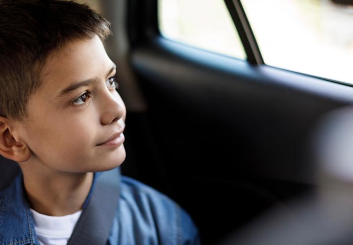 Young boy in the car