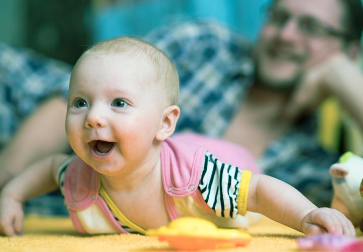 A baby during tummy time