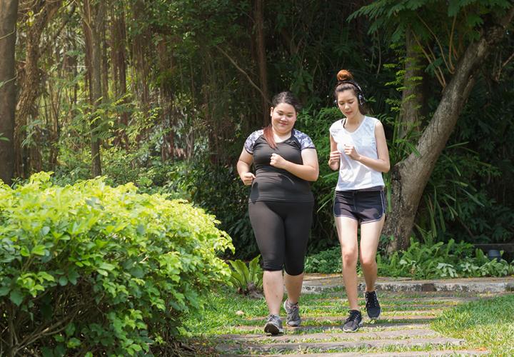 Two young women out for a jog