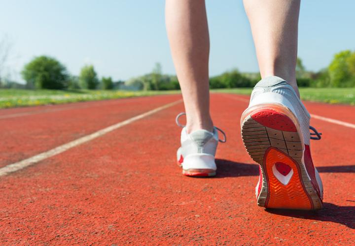 A person standing on a track