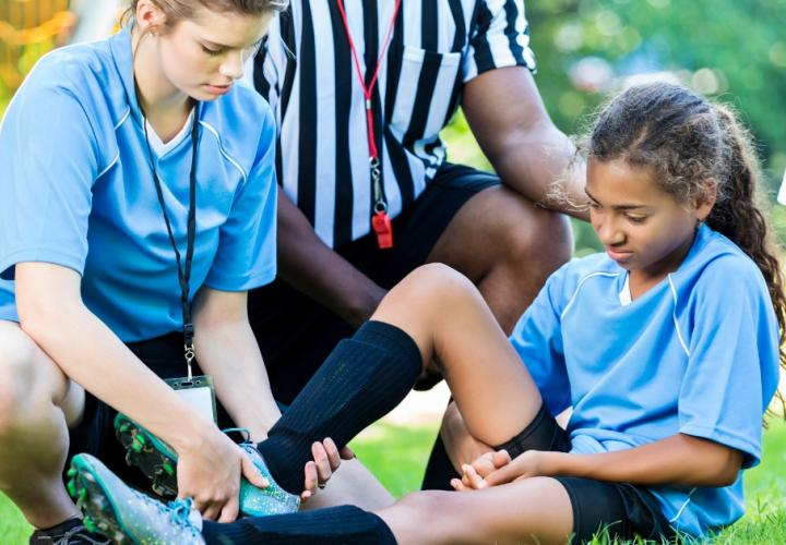 Injured young soccer player