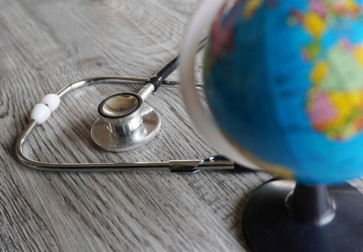 A globe and a stethoscope 
