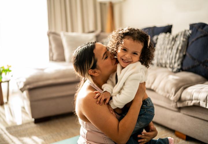 mom and child in home
