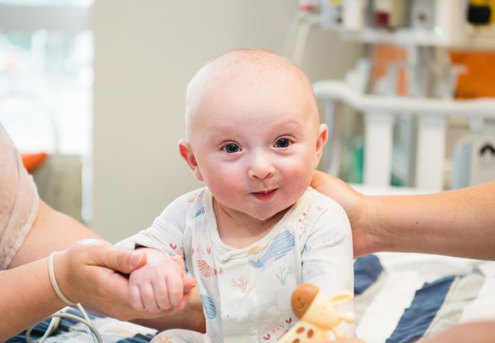 A baby inpatient in the cardiac ICU.