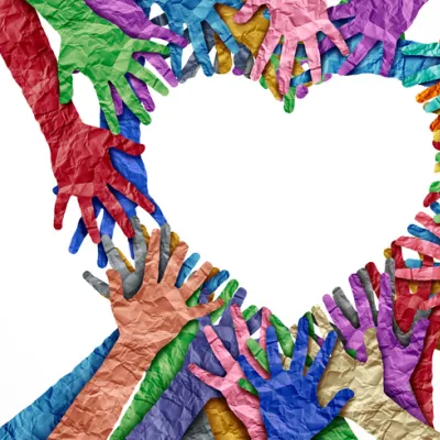 Paper hands make a heart