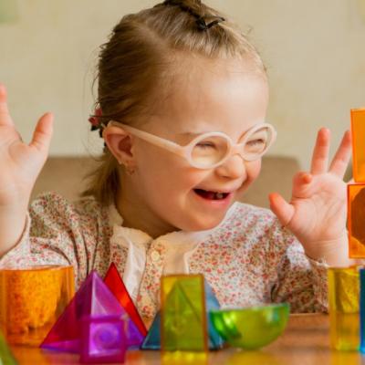 Young girl playing with blocks