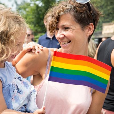 A mother and daughter celebrate pride