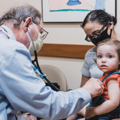 Toddler at her doctor's appointment