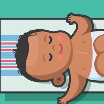 drawing of a little baby with a scar on chest from surgery