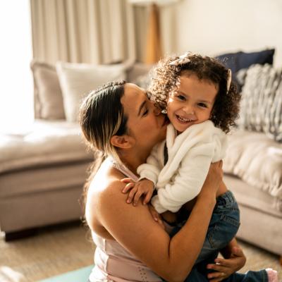 mom and child in home