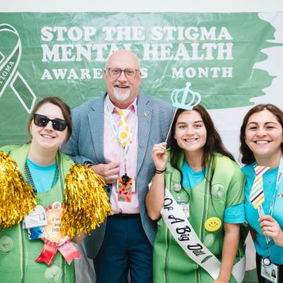 Mental Heath Awareness Month activities in the cafeteria.