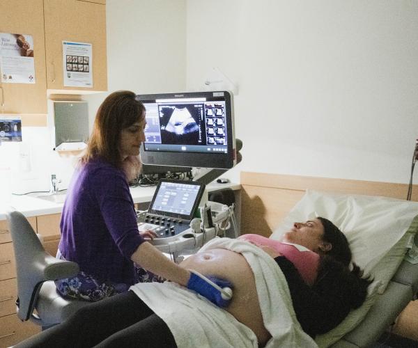 Provider treating patient in Fetal Cardiology department