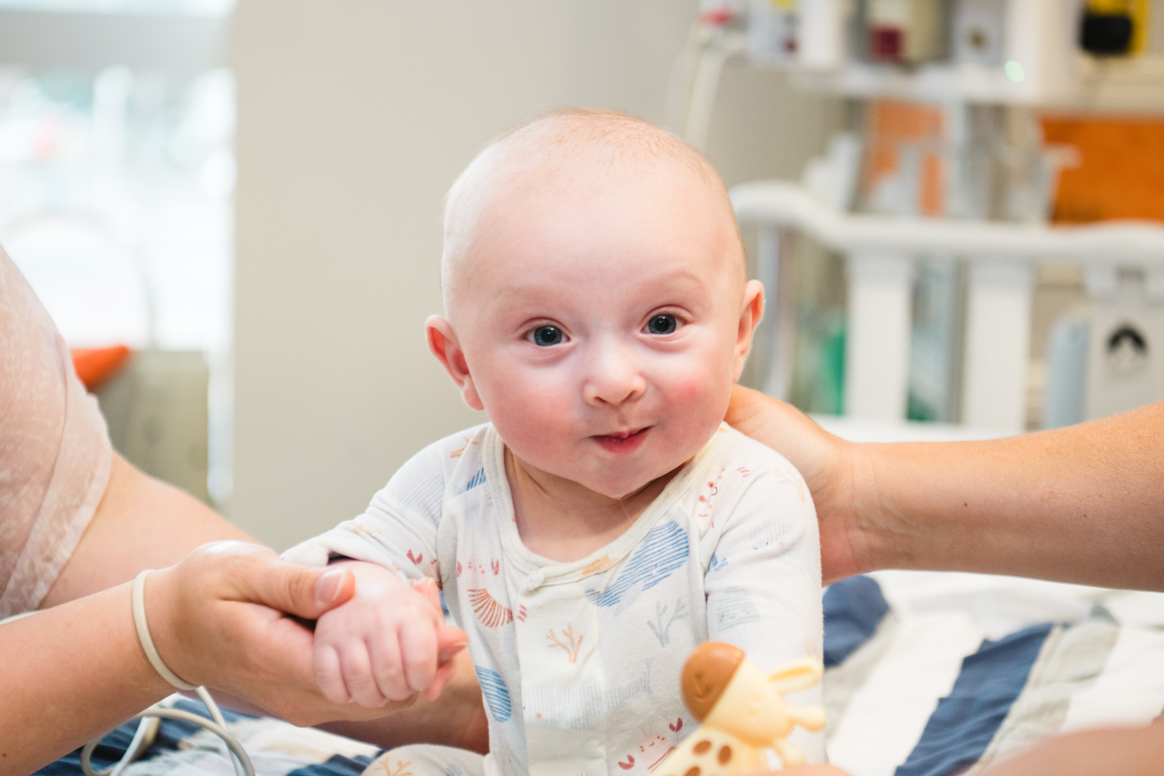 A baby inpatient in the cardiac ICU. A baby inpatient in the cardiac ICU.