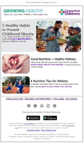 Website front page on how to eat healthy